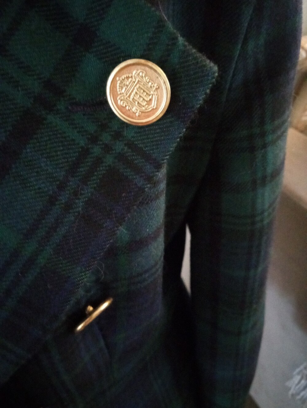 RAFAELLA 100% Wool Black Watch Tartan Plaid Vintage Blazer - Jacket | 6 - Picture 6 of 9